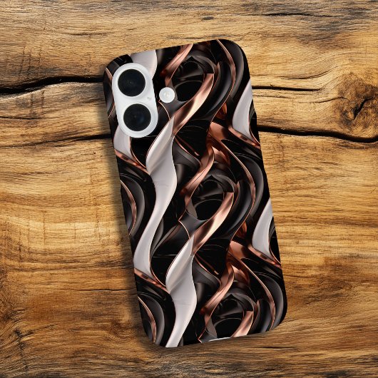 Abstrakte 3D-Illusion in Schwarz, Weiß und Kupfer Case-Mate iPhone Hülle