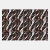 Abstrakte 3D-Illusion in Schwarz, Weiß und Kupfer Geschenkpapier Set (Vorderseite)