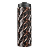Abstrakte 3D-Illusion in Schwarz, Weiß und Kupfer Thermosbecher (Vorderseite)