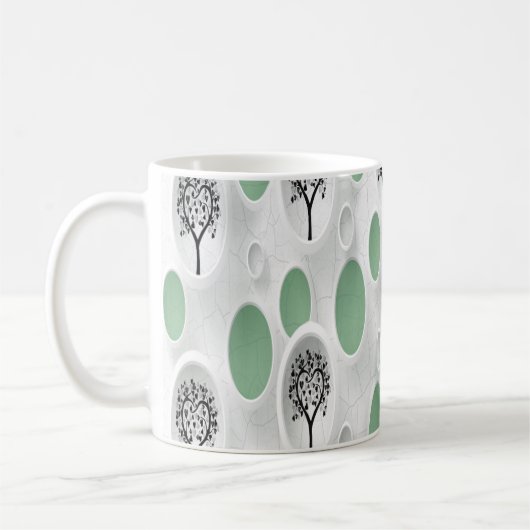 Abstrakte 3D mit Kreisläufen Herzleaf Tree Kaffeetasse (Links)