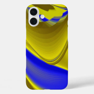 Abstrakte 3D-Regenbogenkunst in Gelb und Blau iPhone 16 Plus Hülle