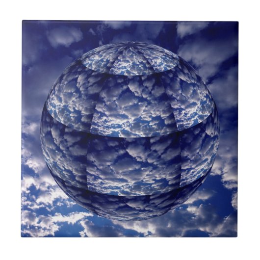Abstrakte 3D-Wolkenkugel Fliese (Vorderseite)