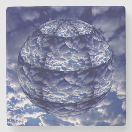 Abstrakte 3D-Wolkenkugel Steinuntersetzer (Vorderseite)