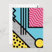 Abstrakte 80er-Memphis Pop-Grafikstil Postkarte (Vorne/Hinten)