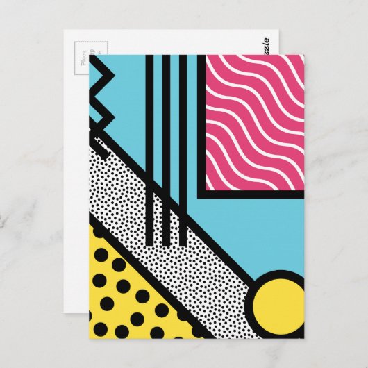 Abstrakte 80er-Memphis Pop-Grafikstil Postkarte (Vorne/Hinten)