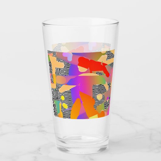 ABSTRAKTE ABBILDUNG MIT ROTEM KOPF GLAS (Vorderseite)