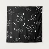 Abstrakte Aborigine-Schwarze Maske Wandteppich (Vorderseite (Horizontal))