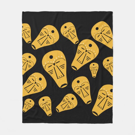 Abstrakte aborigine-Stammesmaske Fleecedecke (Vorderseite)