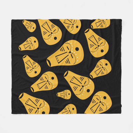 Abstrakte aborigine-Stammesmaske Fleecedecke (Vorderseite (Horizontal))