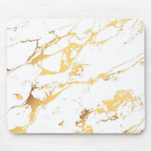 Abstrakte Abstrakte Acrylmalerei in Gold und Weiß Mousepad