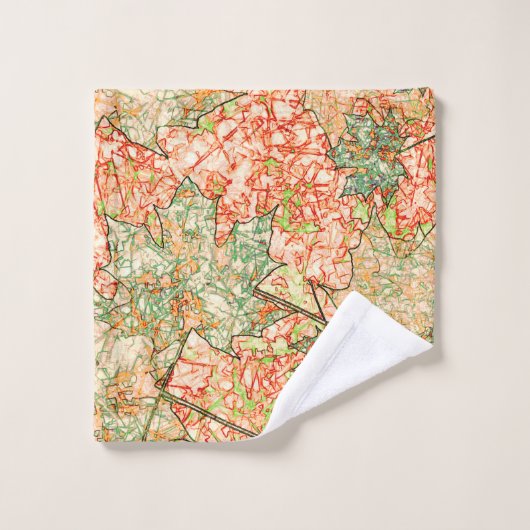 Abstrakte Acer Blätter auf kratzhaltigem Korallenh Badhandtuch Set (Waschlappen)