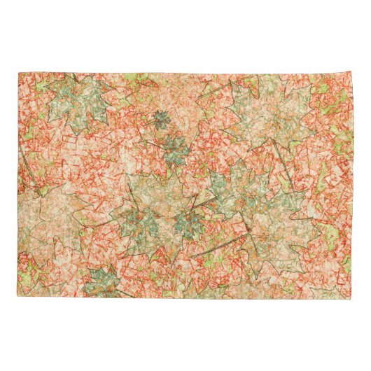 Abstrakte Acer Blätter auf kratzhaltigem Korallenh Kissenbezug (Rückseite-Links)