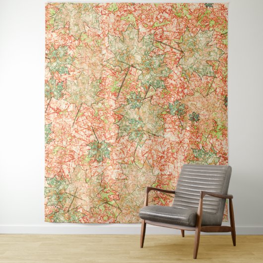 Abstrakte Acer Blätter auf kratzhaltigem Korallenh Wandteppich (Beispiel)