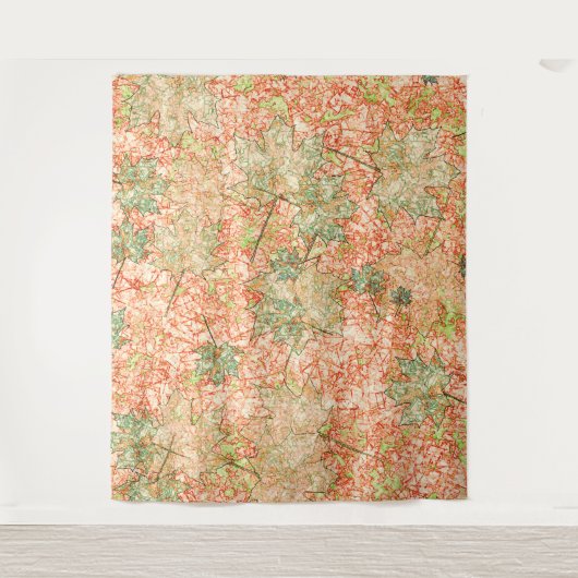 Abstrakte Acer Blätter auf kratzhaltigem Korallenh Wandteppich (Vorderseite)