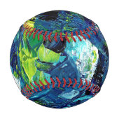Abstrakte Acrylfarbe in Blau Baseball (Rückseite)