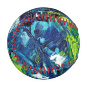 Abstrakte Acrylfarbe in Blau Baseball (Vorderseite Links)