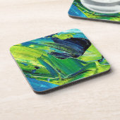 Abstrakte Acrylfarbe in Blau Getränkeuntersetzer (Linke Seite)