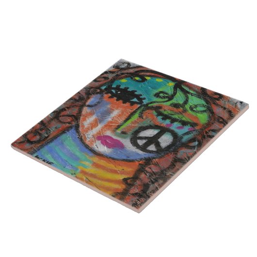 Abstrakte Acrylmalerei auf OSB Fliese (Seite)