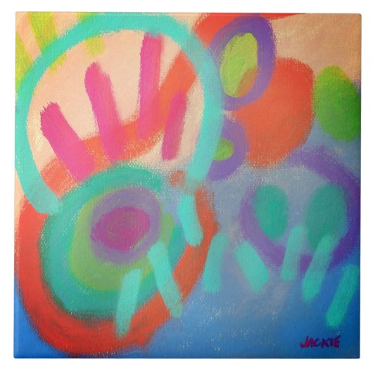 Abstrakte Acrylmalerei des Glücks Fliese (Vorderseite)
