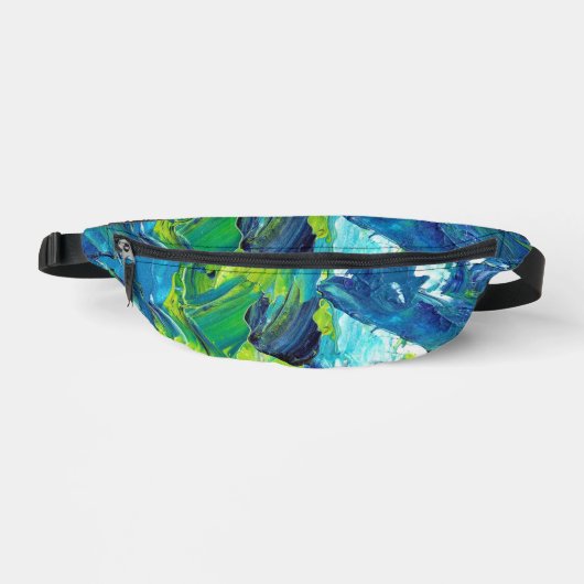 Abstrakte Acrylmalerei in Blau Bauchtasche (Vorderseite)