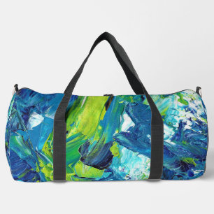 Abstrakte Acrylmalerei in Blau Duffle Bag