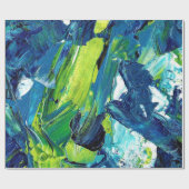 Abstrakte Acrylmalerei in Blau Geschenkpapier (Flach)