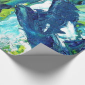 Abstrakte Acrylmalerei in Blau Geschenkpapier (Ecke)