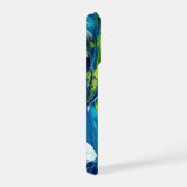 Abstrakte Acrylmalerei in Blau iPhone Hülle (Rechte Seite)