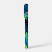 Abstrakte Acrylmalerei in Blau iPhone Hülle (Linke Seite)