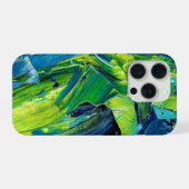 Abstrakte Acrylmalerei in Blau iPhone Hülle (Rückseite (Horizontal))