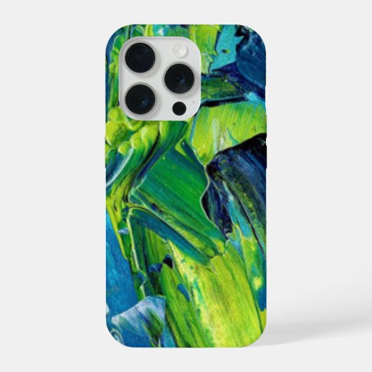 Abstrakte Acrylmalerei in Blau iPhone Hülle (Rückseite)