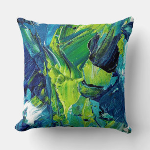 Abstrakte Acrylmalerei in Blau Kissen