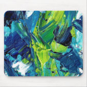 Abstrakte Acrylmalerei in Blau Mousepad (Vorne)