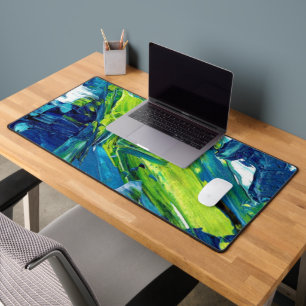 Abstrakte Acrylmalerei in Blau Schreibtischunterlage