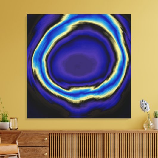 Abstrakte Acrylmalerei mit Blauer Spirale 2 Leinwanddruck (Insitu (Wohnzimmer))