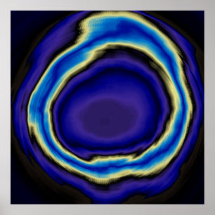Abstrakte Acrylmalerei mit Blauer Spirale Poster