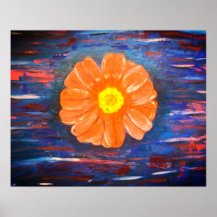 Abstrakte Acrylmalerei mit Blume Poster