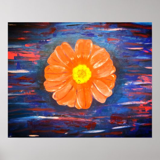 Abstrakte Acrylmalerei mit Blume Poster (Vorne)