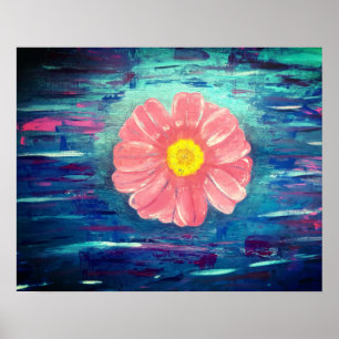 Abstrakte Acrylmalerei mit Blume Poster