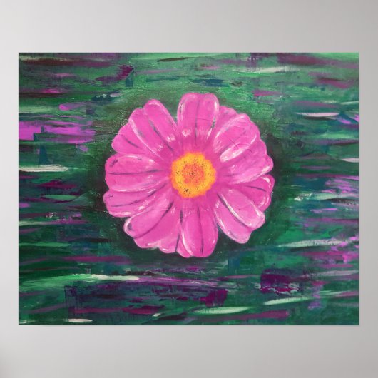 Abstrakte Acrylmalerei mit Blume Poster (Vorne)