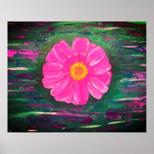 Abstrakte Acrylmalerei mit Blume Poster