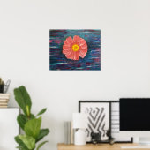 Abstrakte Acrylmalerei mit Blume Poster (Heimbüro)