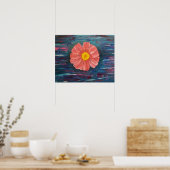Abstrakte Acrylmalerei mit Blume Poster (Küche)