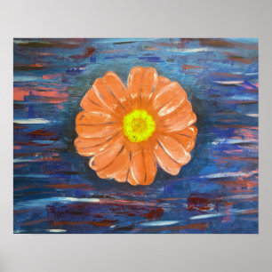 Abstrakte Acrylmalerei mit Blume Poster