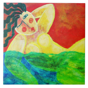 Abstrakte Acrylmalerei mit hautfarbenem Dipper Fliese