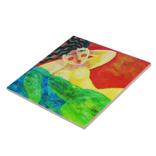 Abstrakte Acrylmalerei mit hautfarbenem Dipper Fliese (Seite)