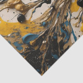 Abstrakte Acrylschrot in Blau, Gelb und Schwarz Seidenpapier (Detail)