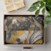 Abstrakte Acrylschrot in Blau, Gelb und Schwarz Seidenpapier (Geschenk)