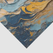 Abstrakte Acryltextur in Blau, Orange und Beige Seidenpapier (Detail)