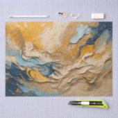 Abstrakte Acryltextur in Blau, Orange und Beige Seidenpapier (Handwerk)